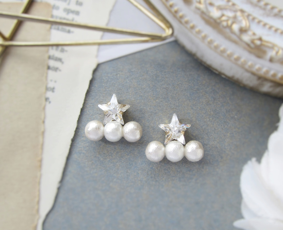 Star bijou×Three Cotton pearl earring／pierceⅡ*4042* 4枚目の画像