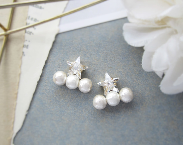 Star bijou×Three Cotton pearl earring／pierceⅡ*4042* 2枚目の画像