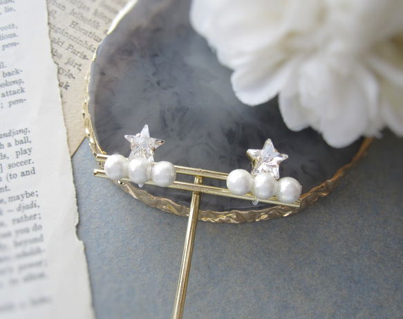 Star bijou×Three Cotton pearl earring／pierceⅡ*4042* 8枚目の画像