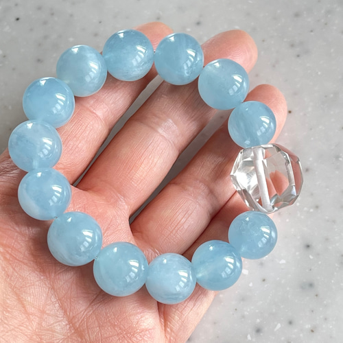 アクアマリン　ビーズ　ガネッシュヒマール産 3月誕生石アクアマリン] 特選1粒＋ガネッシュヒマール産ヒマラヤ