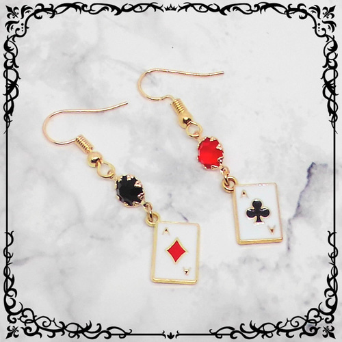 トランプピアス（ダイヤ＆クラブ） ピアス（フック・チェーン） Rose