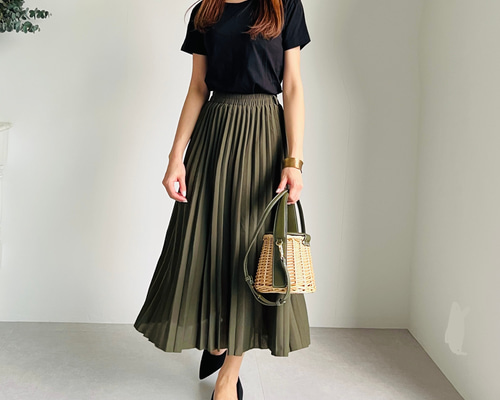 再販】0新色カーキ大人気のペアプリーツスカートシワにならない高見え