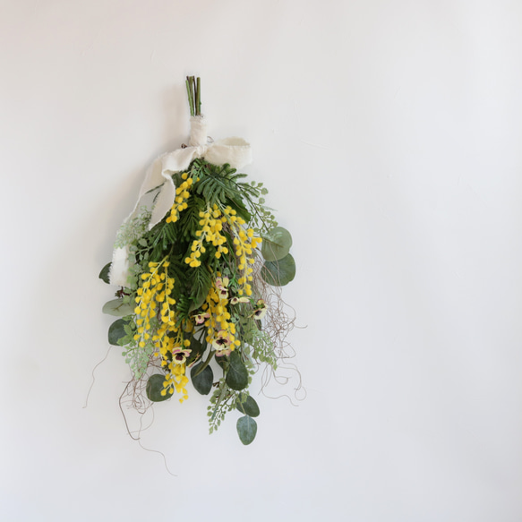 春のナチュラルスワッグ　ミモザ 春のナチュラルスワッグミモザ