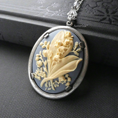 幸せの花 すずらんカメオ 40×30mm Lily of the Valley Cameo