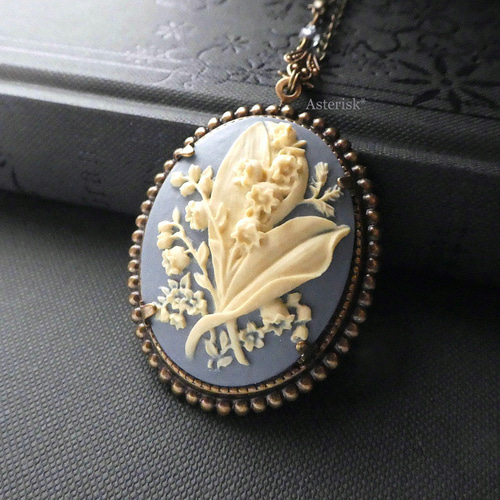 幸せの花 すずらんカメオ 40×30mm Lily of the Valley Cameo 幸せの花 すずらんカメオ 40×30mm Lily of the Valley Cameo