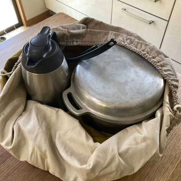 大容量の帆布バッグ【モカベージュ】キャンプの調理道具入れにおすすめ！　 8枚目の画像