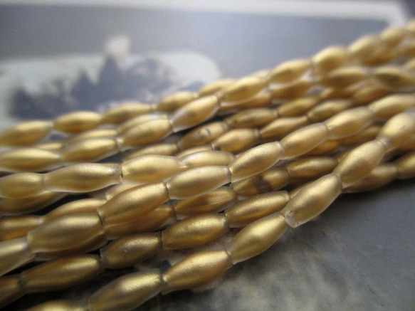 *♥Antique French Souffle Glass Beads Matte Satine Gold♥* 6枚目の画像