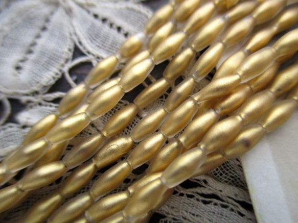 *♥Antique French Souffle Glass Beads Matte Satine Gold♥* 7枚目の画像