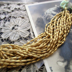 *♥Antique French Souffle Glass Beads Matte Satine Gold♥* 3枚目の画像