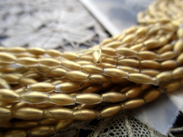 *♥Antique French Souffle Glass Beads Matte Satine Gold♥* 5枚目の画像