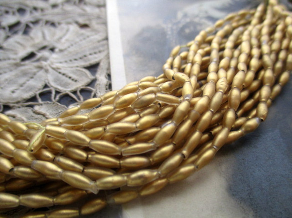 *♥Antique French Souffle Glass Beads Matte Satine Gold♥* 2枚目の画像