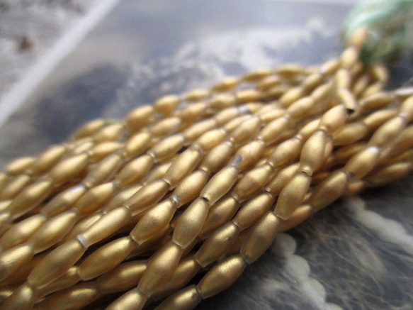 *♥Antique French Souffle Glass Beads Matte Satine Gold♥* 1枚目の画像