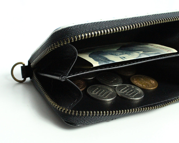ダイヤ柄コイン＆パスケース（ブルーグリーン系）レトロポップ　コンパクト財布　ミニ財布 7枚目の画像