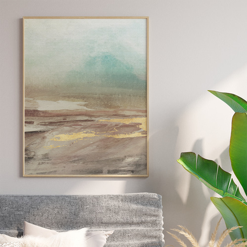 アートポスター 抽象画 風景画 ターコイズ グリーン ベージュ 北欧風