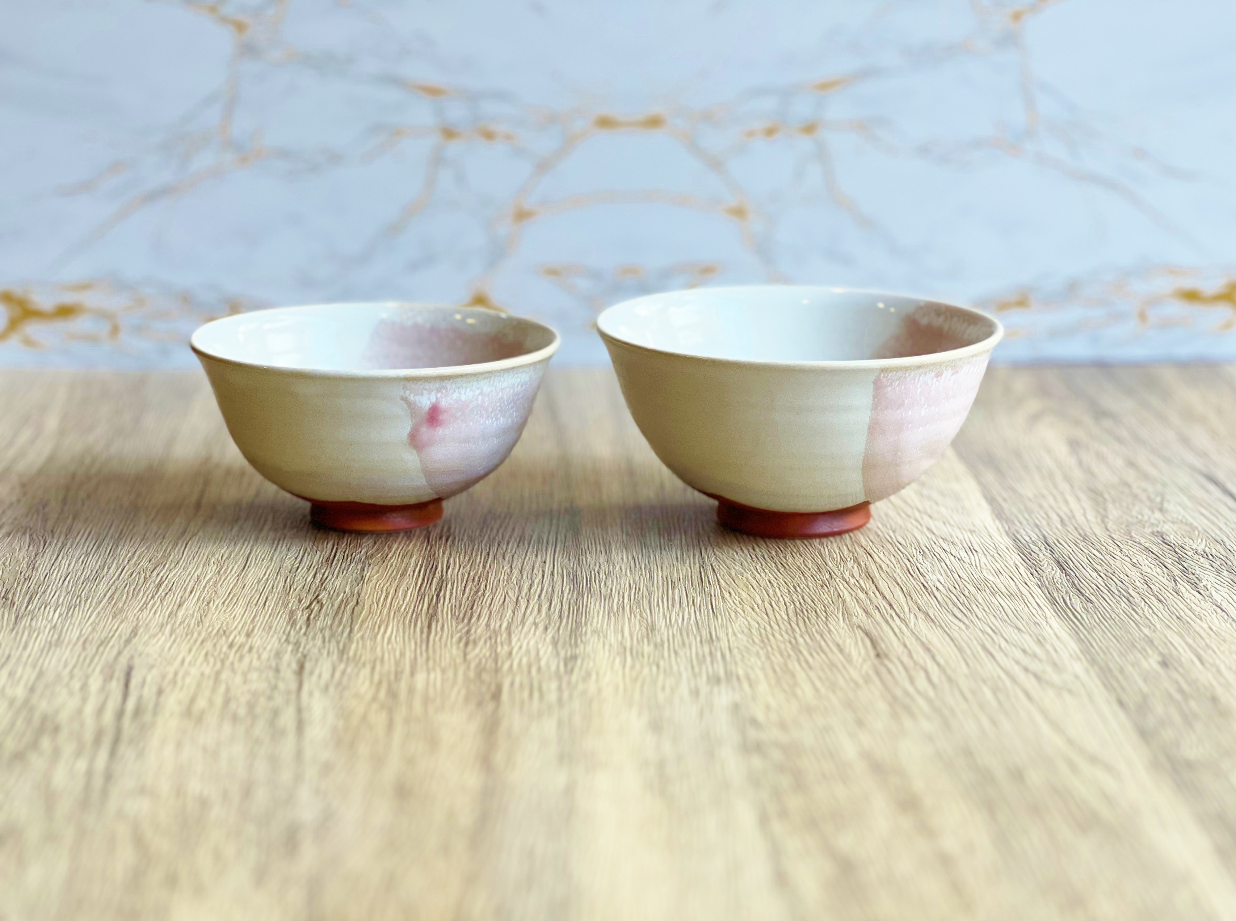 萩焼夫婦碗 桜彩　掛け分け