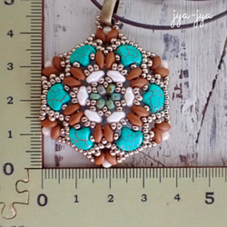 beads necklace - turquoise Mat brown ＊ small 5枚目の画像