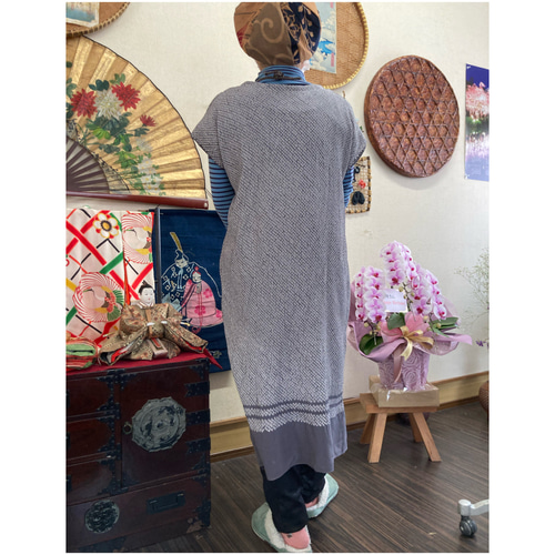 総絞りの兵児帯(新品)のワンピース 着物リメイク ワンピース
