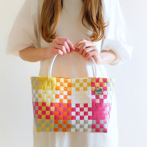 カラフルチェック柄かごバッグ プラかごバッグ カラフル＊チェック | made me chum