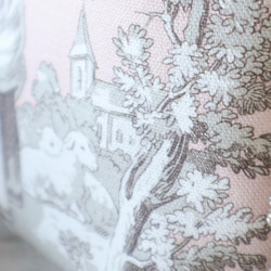 タッセル付き トワルドジュイ　お化粧ポーチ がま口ポーチトワルドジュイポーチ　ピンク色 5枚目の画像