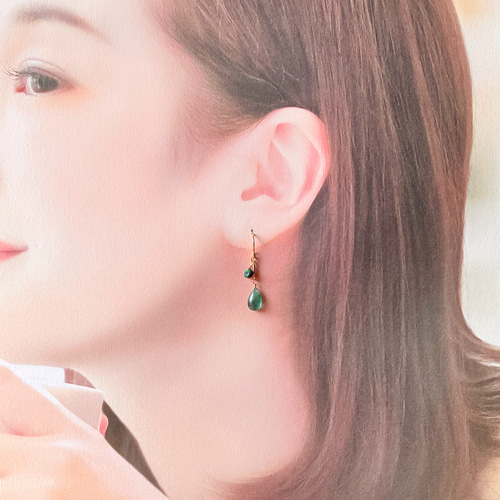 天然石＊春色新作2023＊1点のみ＊エメラルドとブラックオパールの  