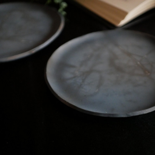 備前焼ケーキスタンド 青備前（中皿2枚セット）20*1cm 中皿 bizen