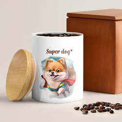 【 ヒーロー ポメラニアン 】キャニスター　保存容器　お家用　プレゼント　犬　ペット　うちの子　犬グッズ 2枚目の画像