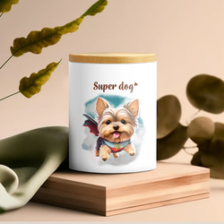 【 ヒーロー ヨークシャテリア 】 キャニスター　保存容器　お家用　プレゼント　犬　ペット　うちの子　犬グッズ 3枚目の画像