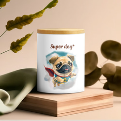 【 ヒーロー パグ 】 キャニスター　保存容器　お家用　プレゼント　犬　ペット　うちの子　犬グッズ 3枚目の画像