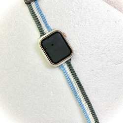 18.お好きな色でお作りします✨ボーダー幅細 applewatch、スマートウォッチ、腕時計バンド ミサンガ 5枚目の画像