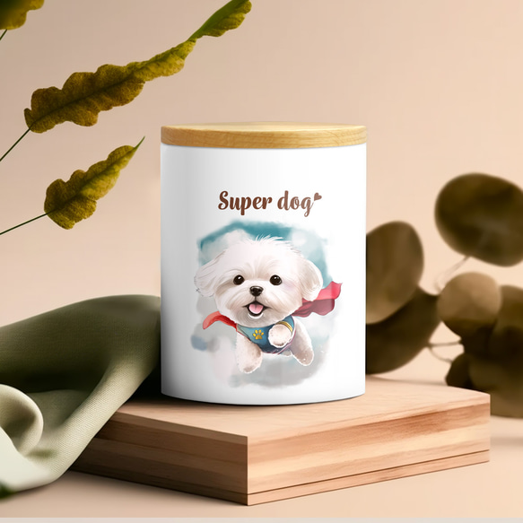 【 ヒーロー マルチーズ 】 キャニスター　保存容器　お家用　プレゼント　犬　ペット　うちの子　犬グッズ 3枚目の画像