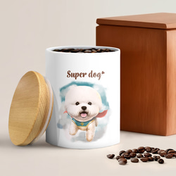【 ヒーロー ビションフリーゼ  】キャニスター　保存容器　お家用　プレゼント　犬　ペット　うちの子　犬グッズ 2枚目の画像