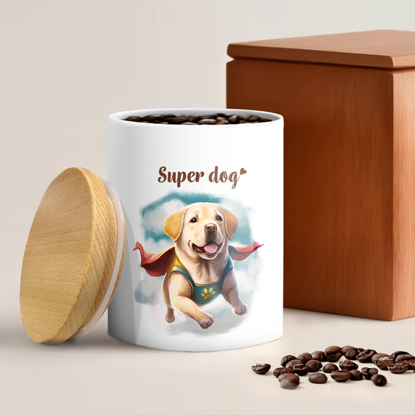【 ヒーロー ラブラドールレトリバー 】 キャニスター　保存容器　お家用　プレゼント　犬　ペット　うちの子　犬グッズ 2枚目の画像