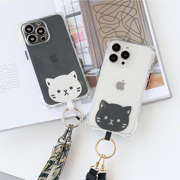 ストラップホルダー 猫 カラビナ スマホショルダー ストラップ留め