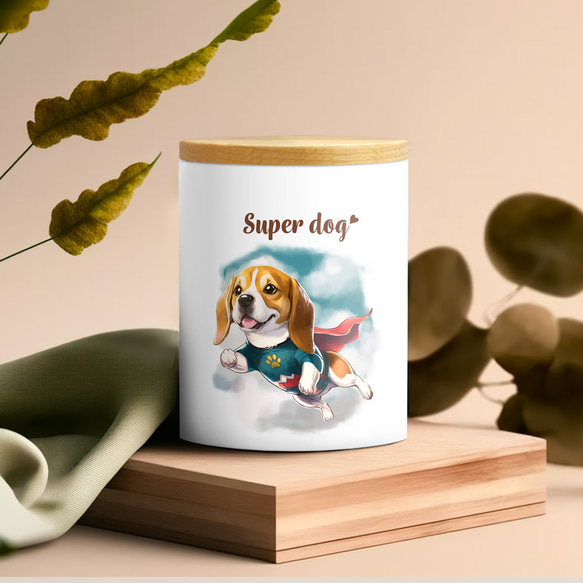 【 ヒーロー ビーグル 】 キャニスター　保存容器　お家用　プレゼント　犬　ペット　うちの子　犬グッズ 3枚目の画像