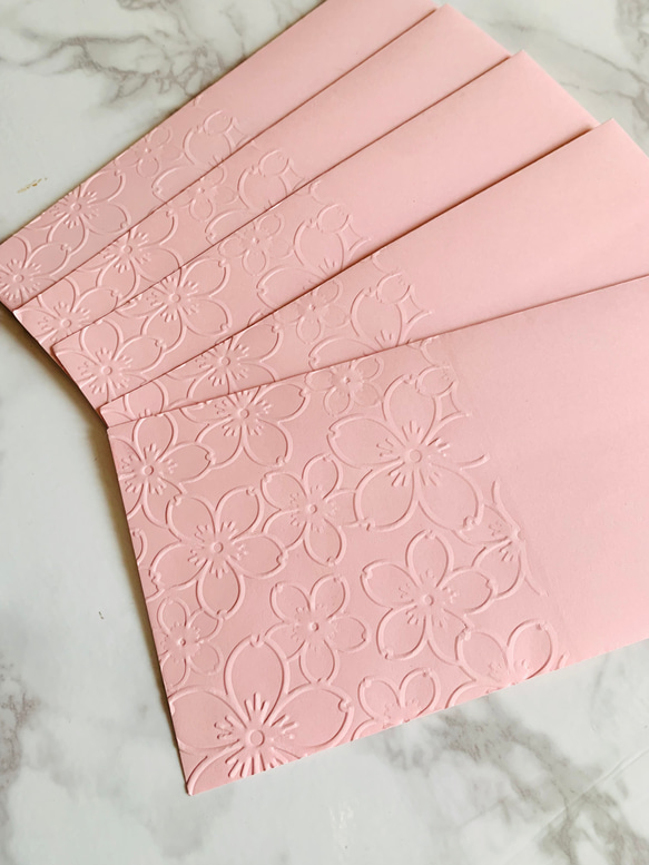お札も入る封筒　入学・お祝い　桜　エンボス加工　ピンク　5枚 2枚目の画像