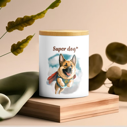 【 ヒーロー ジャーマンシェパード 】 キャニスター　保存容器　お家用　プレゼント　犬　ペット　うちの子　犬グッズ 3枚目の画像