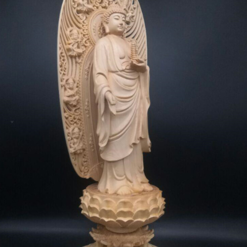 2年保証』 薬師仏·八角蓮華丸台座 仏像 彫刻 木彫 魔除け 特上彫 仏教