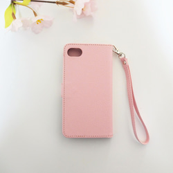 春の新作！【iphone】手帳型ケース ♥ サクラ 桜チャーム＆選べるイニシャル ストラップ付き ピンク 5枚目の画像