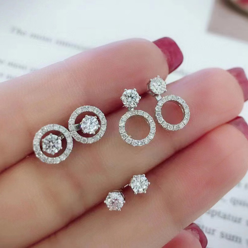 天然ダイヤモンド3wayピアスk18 ピアス（スタッド・一粒） パール  