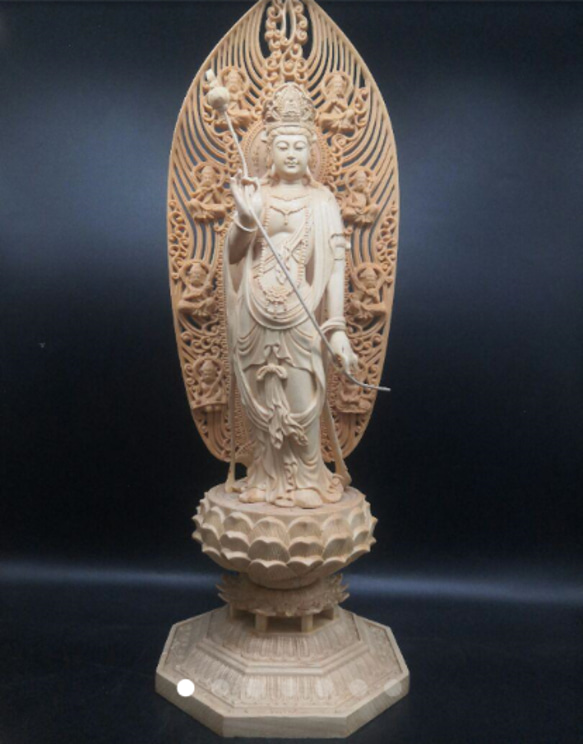 修縁堂】大型高43cm 木彫仏像 阿弥陀三尊立像 彫刻 一刀彫 天然