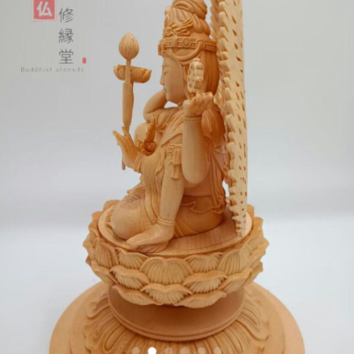 極上品 木彫仏像 如意輪観音菩薩座像 彫刻 一刀彫 天然木檜材AC