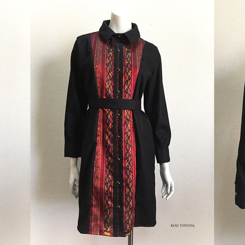 1点もの・デザイン画付き】イタリア製ウール生地切り替えワンピース  