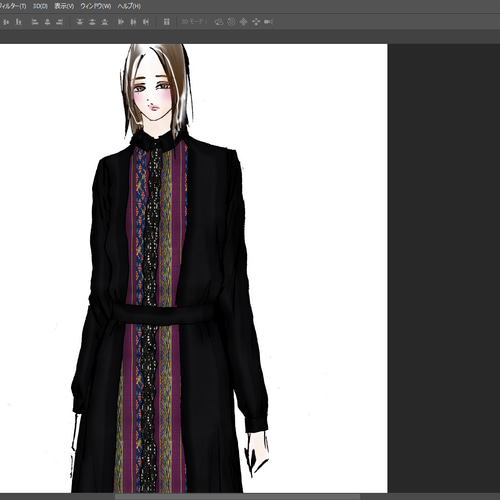 1点もの・デザイン画付き】イタリア製ウール生地切り替えワンピース  