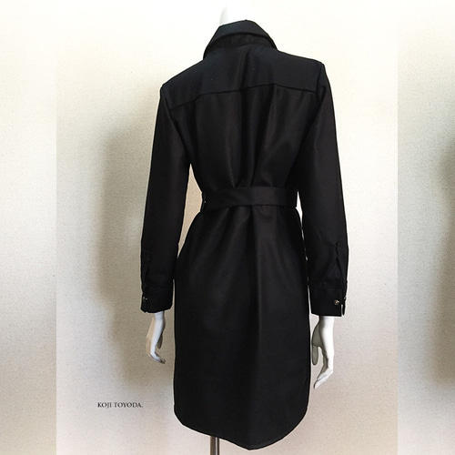 1点もの・デザイン画付き】イタリア製ウール生地切り替えワンピース  