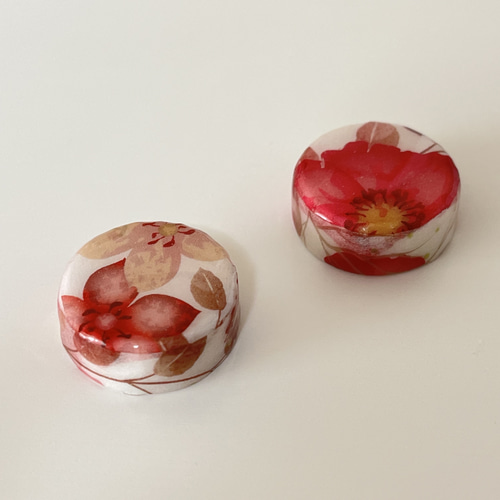 花柄 レジンマグネット 2個セット 〜華やかインテリアに〜 マグネット