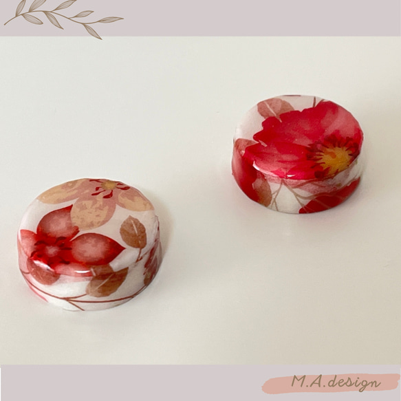花柄 レジンマグネット 2個セット 〜華やかインテリアに〜 マグネット