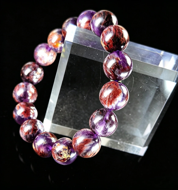 単なるアメジストではなく「ガーデン」「エレスチャル」「スーパーセブン」台座無し マダガスカル産]アメジストエレスチャルフリーカット（アメジスト