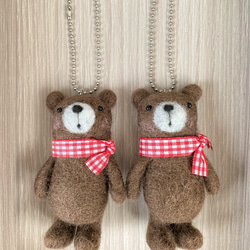 くまさんチェックリボン キーホルダー 羊毛フェルト monaka 通販