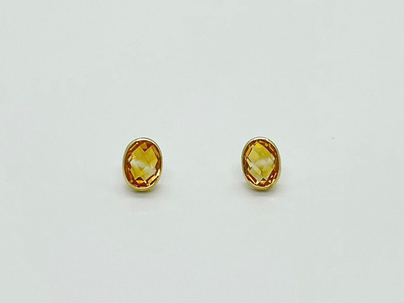 シトリン　k18　一粒ピアス K18シトリンピアス
