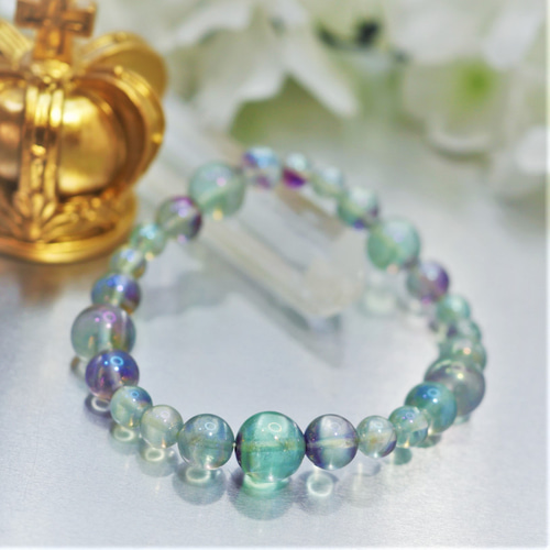 全粒虹入り フローライト 12mm 天然石 ブレスレット Amazon.co.jp